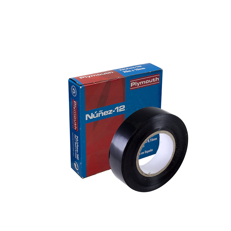 PLYMOUTH 5082 Cinta adhesiva de PVC NÚÑEZ-12 20x19x0,15 negro para aplicaciones eléctricas
